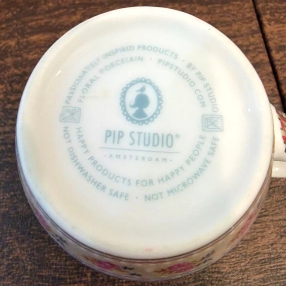 PIP Studio Amsterdam 4" Mug Ribbon Rose Old World Floral Design, Pre-owned - Picture 4 of 6
